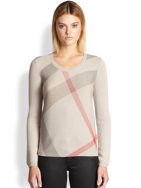 burberry london crew neck|Check Wool Blend Sweater in Sand .